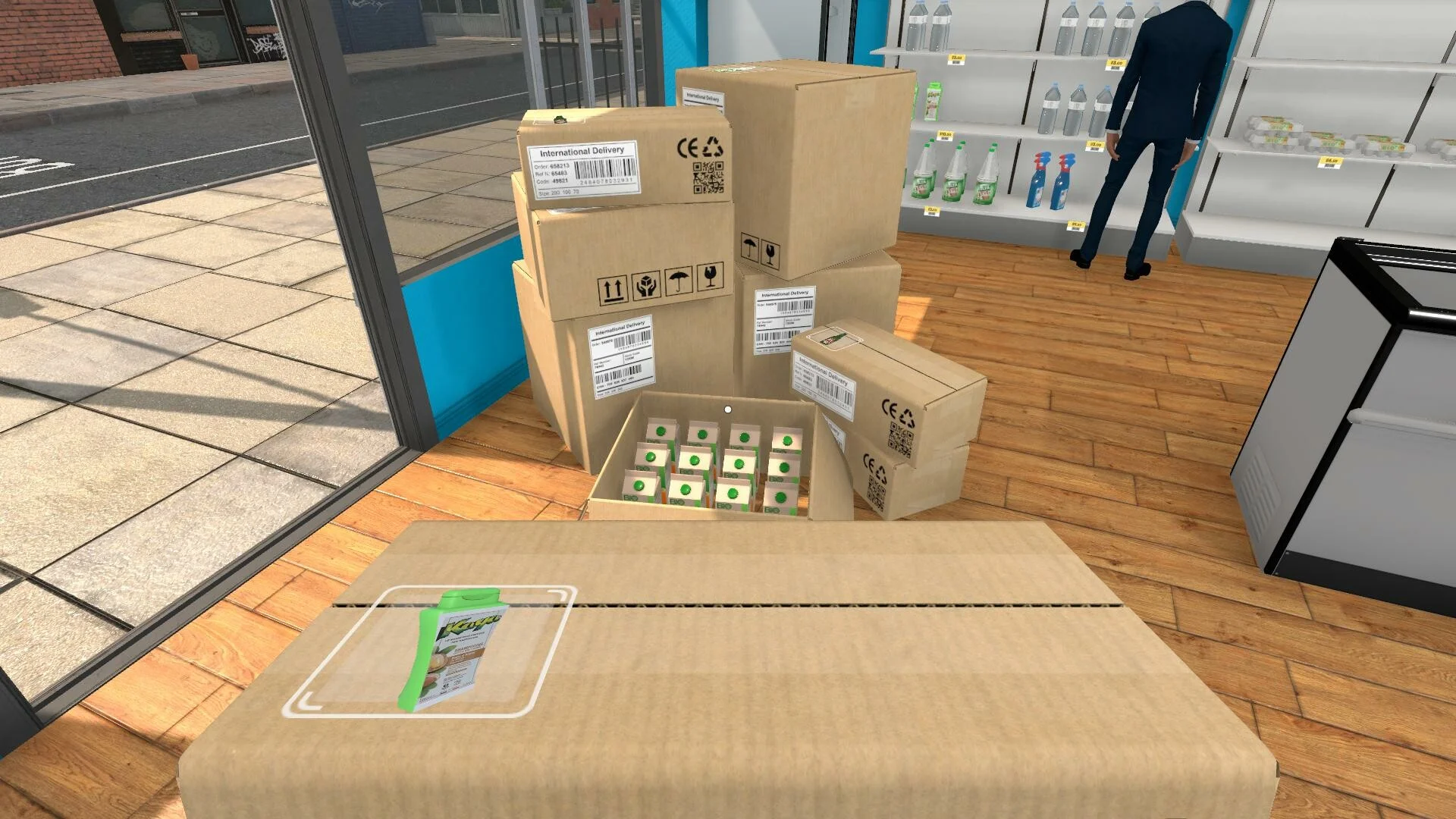 Supermarket Simulator aisles, shelves, and stock room