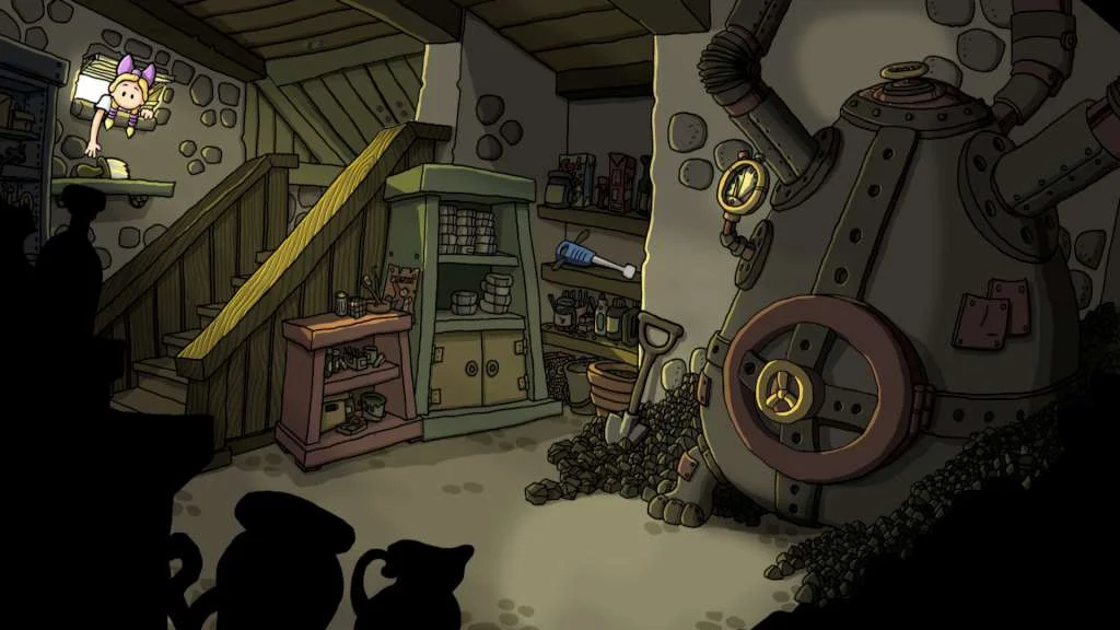 Edna and Harvey asylum puzzle with surreal fairy-tale logic