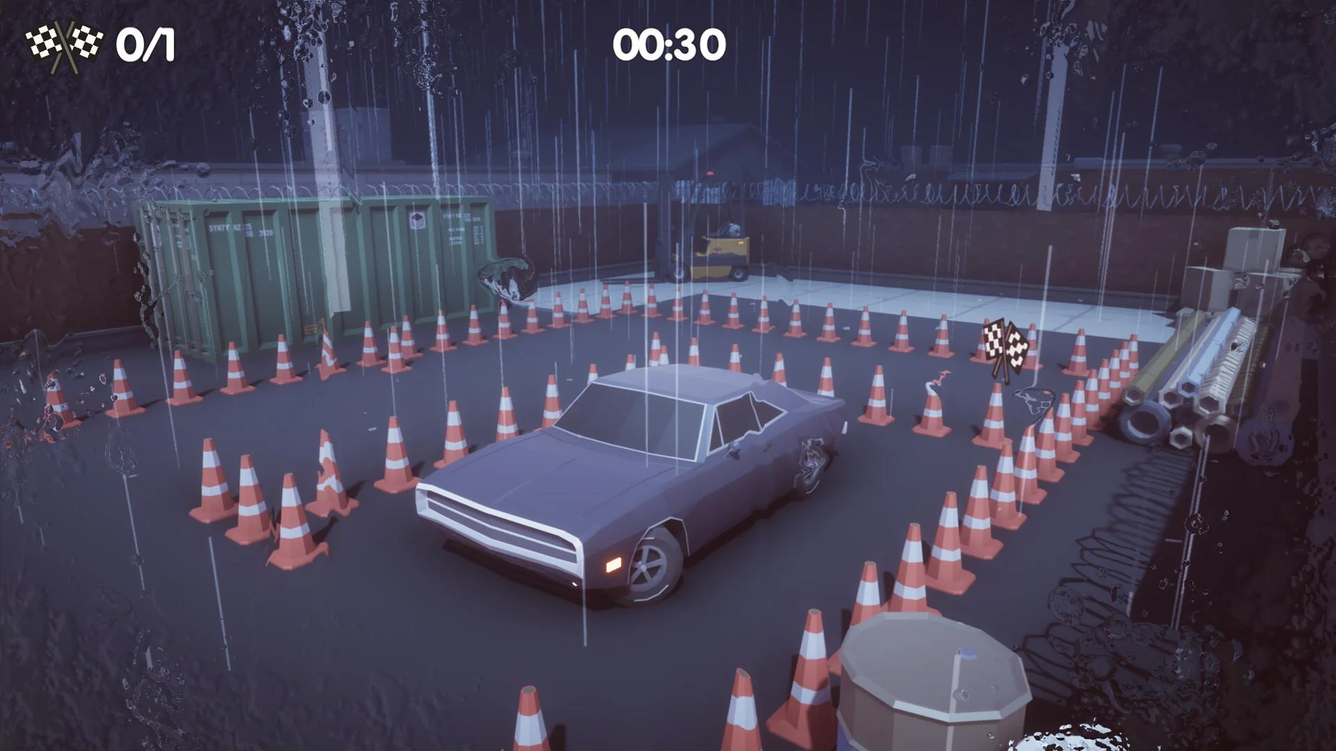 Night Parking tight spots and traffic cones at night