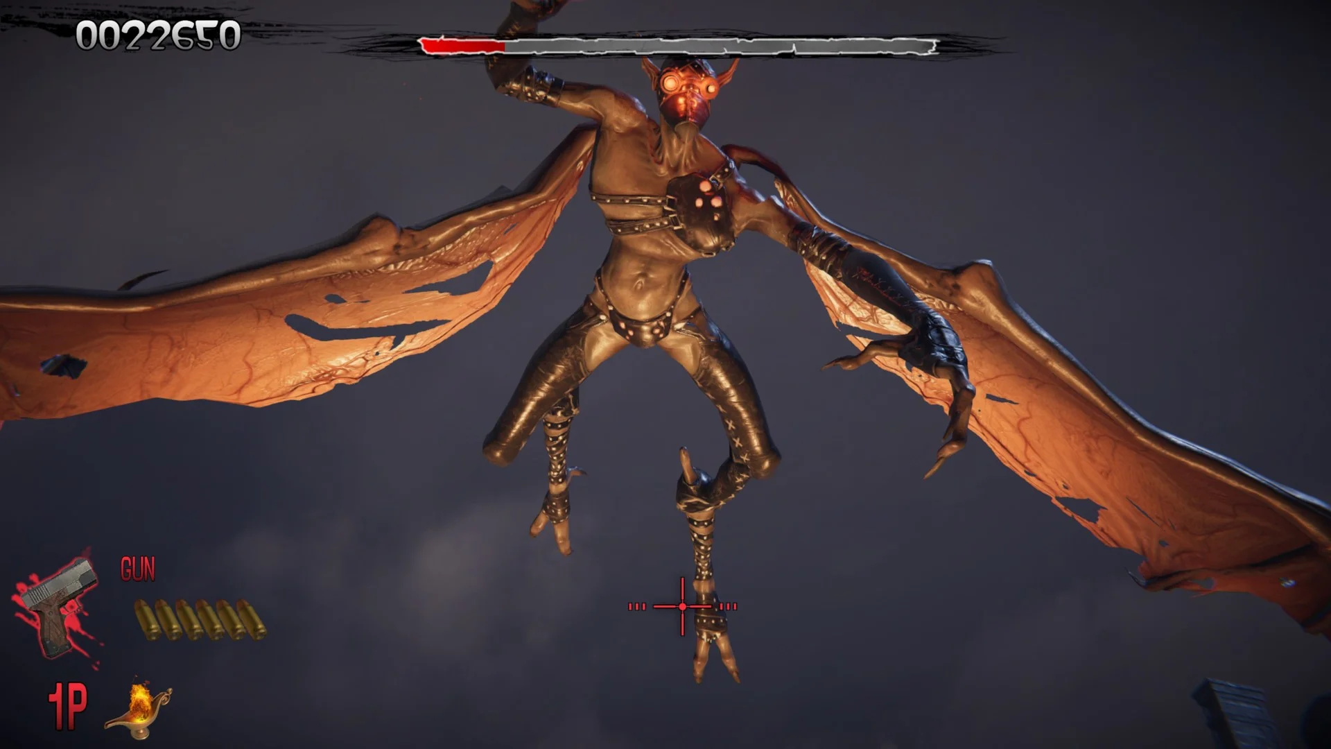 A flying creature against a moon.