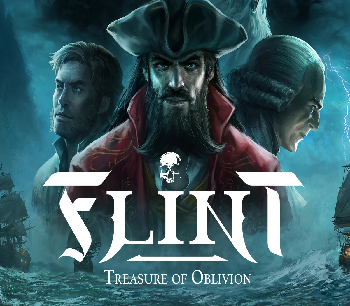 Flint Treasure of Oblivion EU cover, pirate crew boarding action