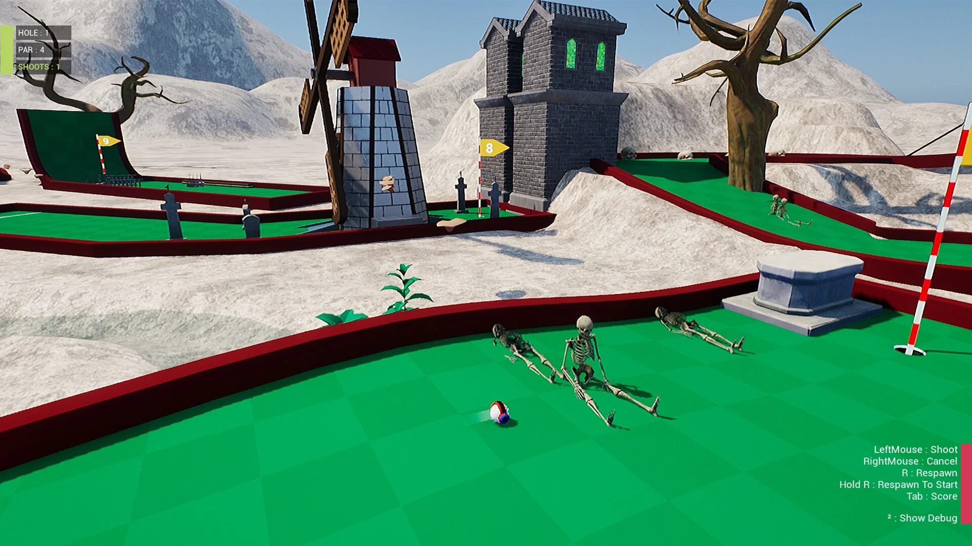 Horror Golf two levels of fourteen holes each
