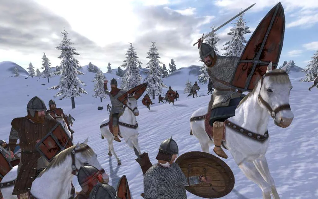 Mount and Blade Warband cover, cavalry charge on a Calradia field