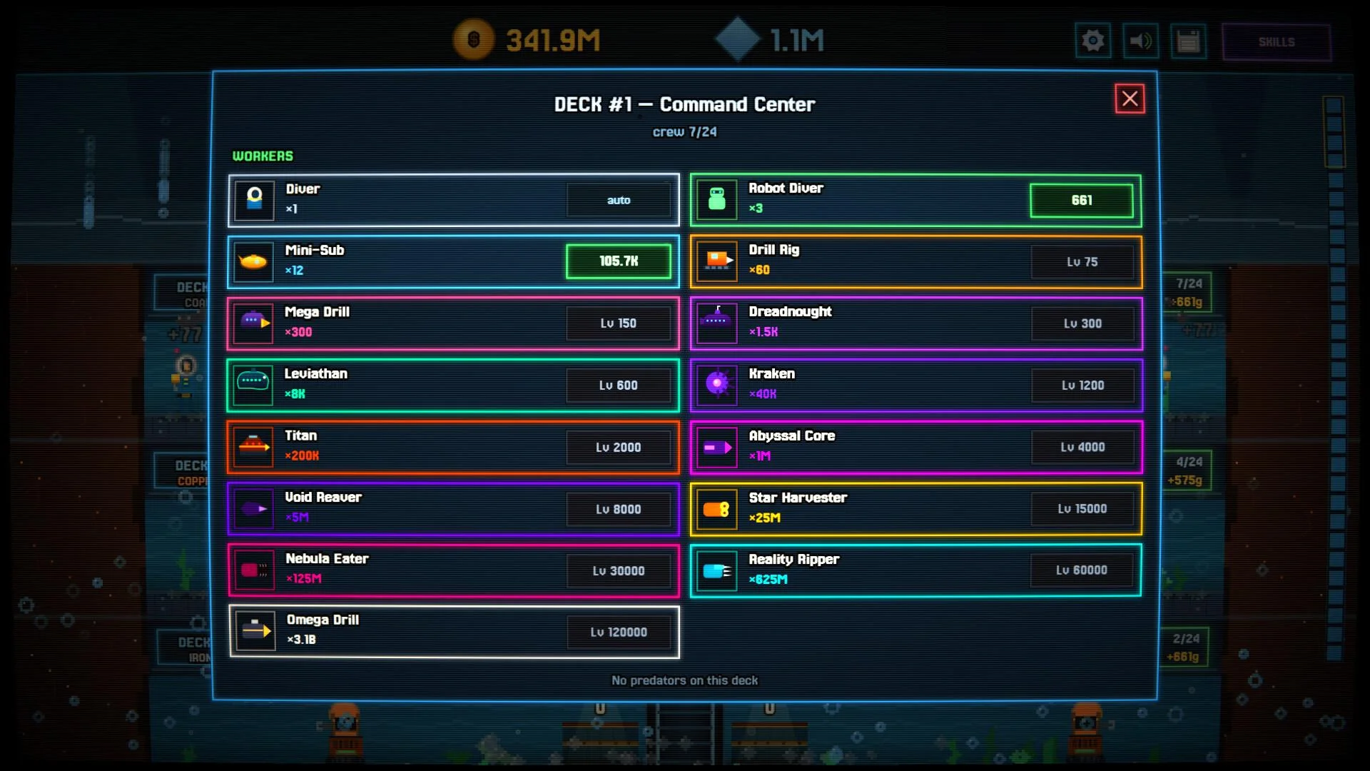Idle Aqua Driller skill tree