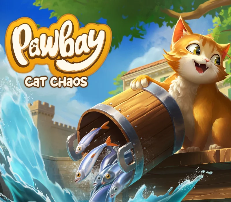 Pawbay: Cat Chaos cover art, mischievous seaside town cat