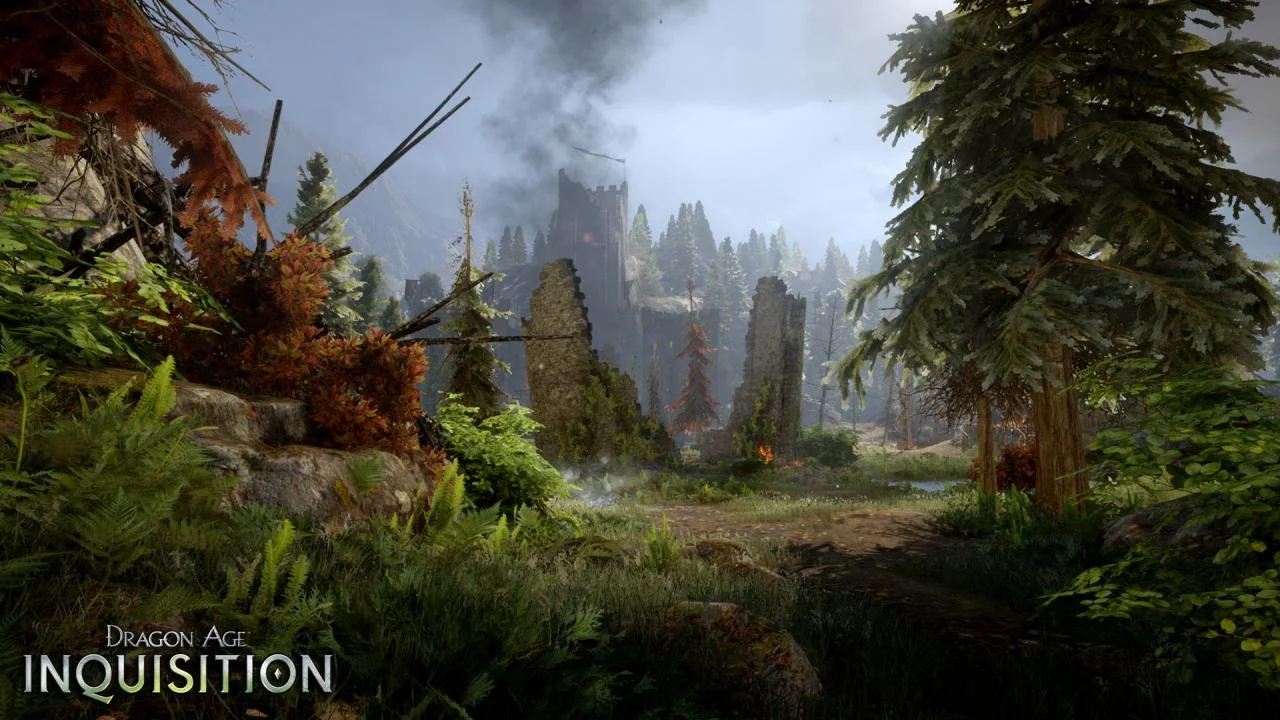 Dragon Age Inquisition Skyhold fortress overlooking Thedas mountains