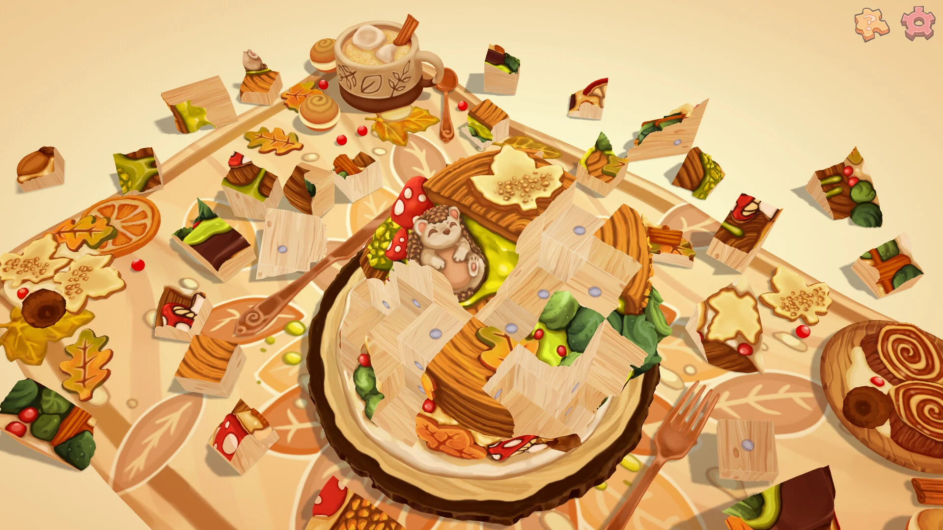 UMAMI stacking pancakes in a hand-painted diorama