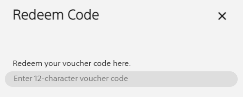 PlayStation code redemption screen
