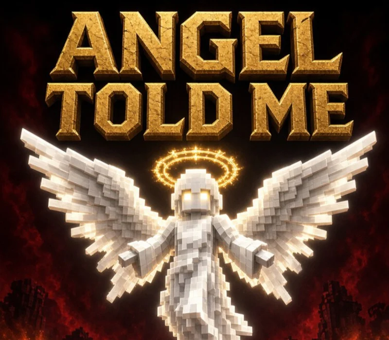 Angel Told Me cover with voxel angel, halo and gold cracked title
