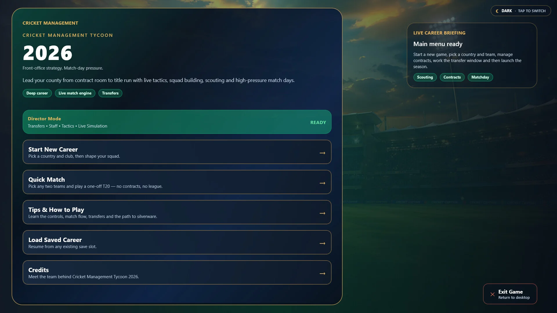 Cricket Management Tycoon manager XP perks on tactics