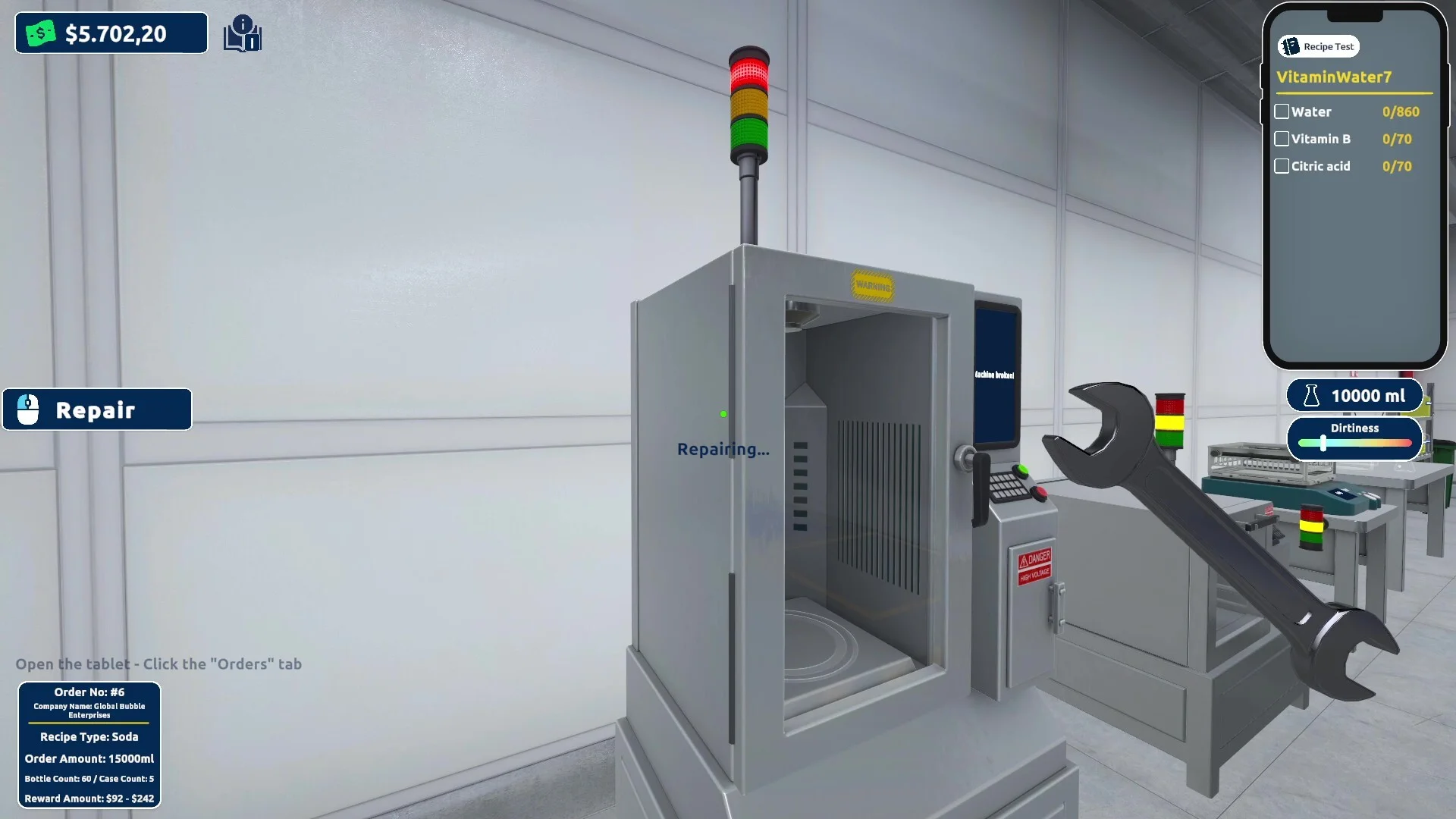 Drink Factory Simulator mixing drink ratios