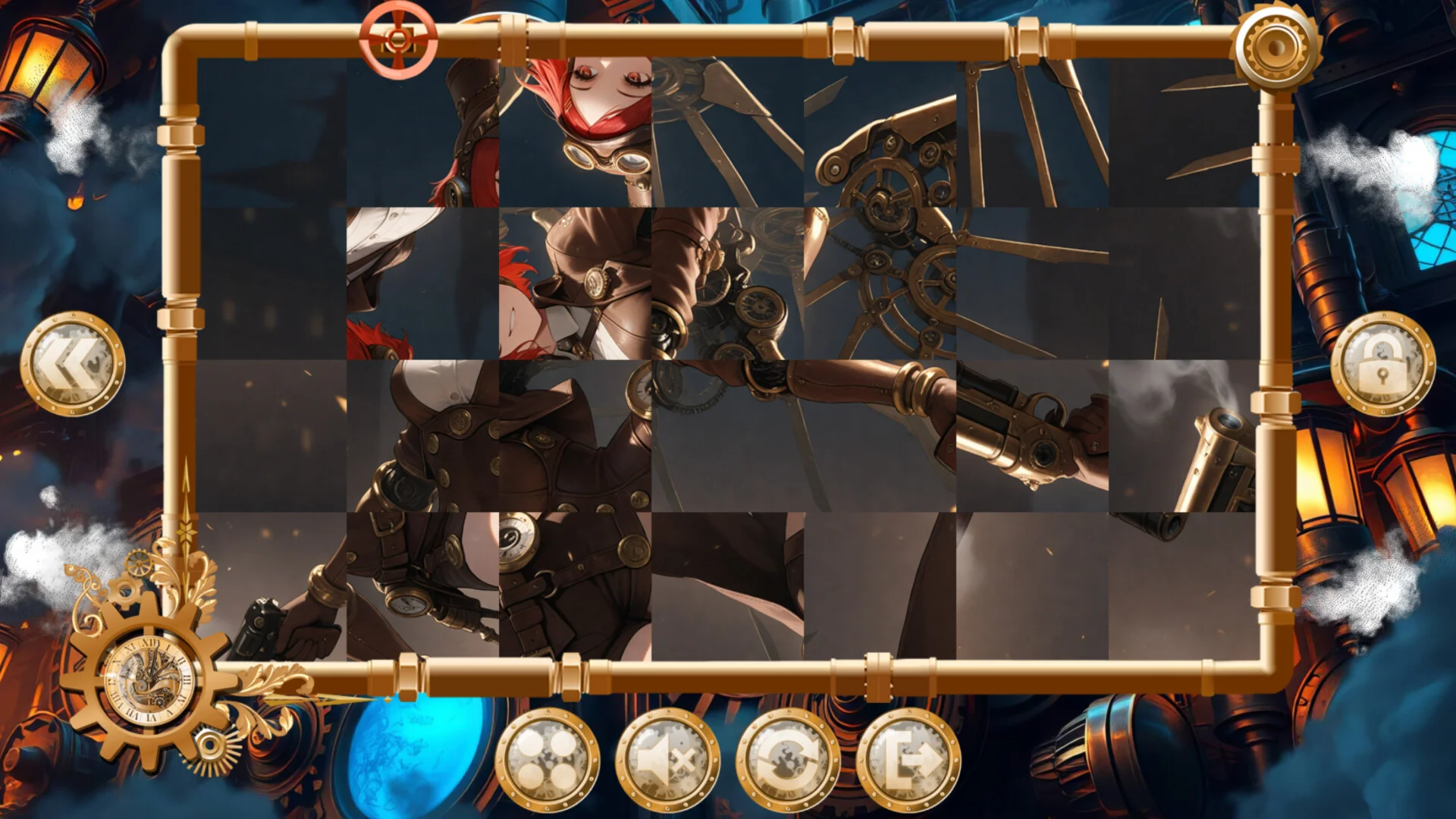 Chronime Puzzle Girls board of rotated steampunk illustration pieces