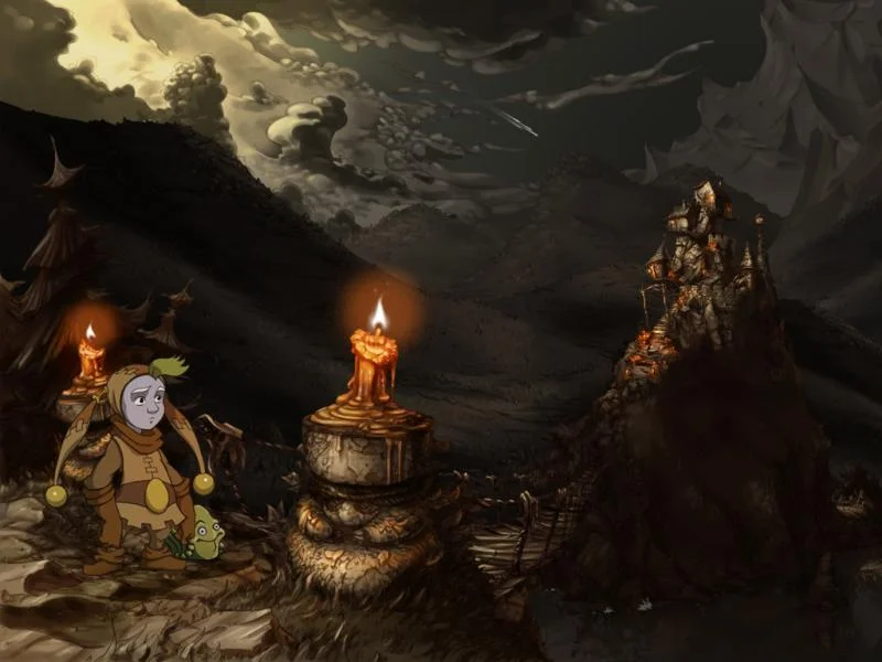 Whispered World dev commentary menu with Poki and Hüllen tracks