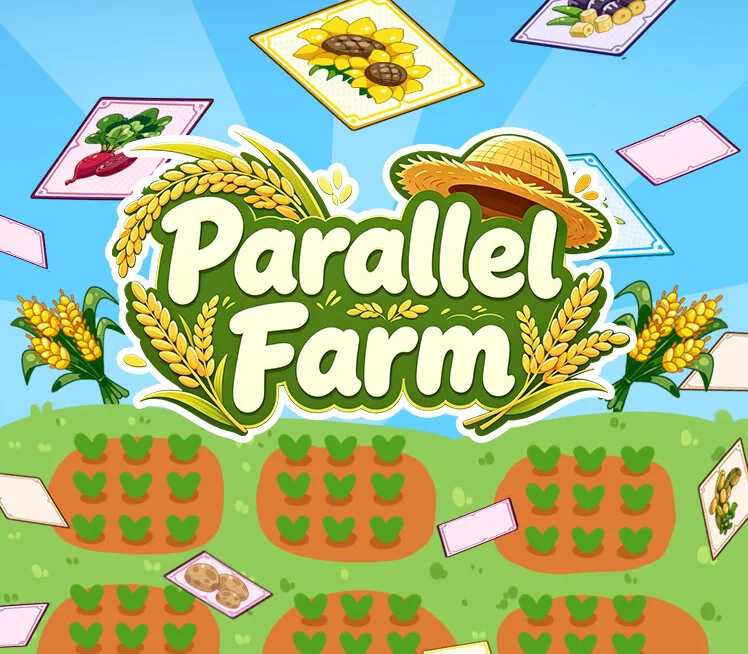 Parallel Farm cover of a card-planting pixel field