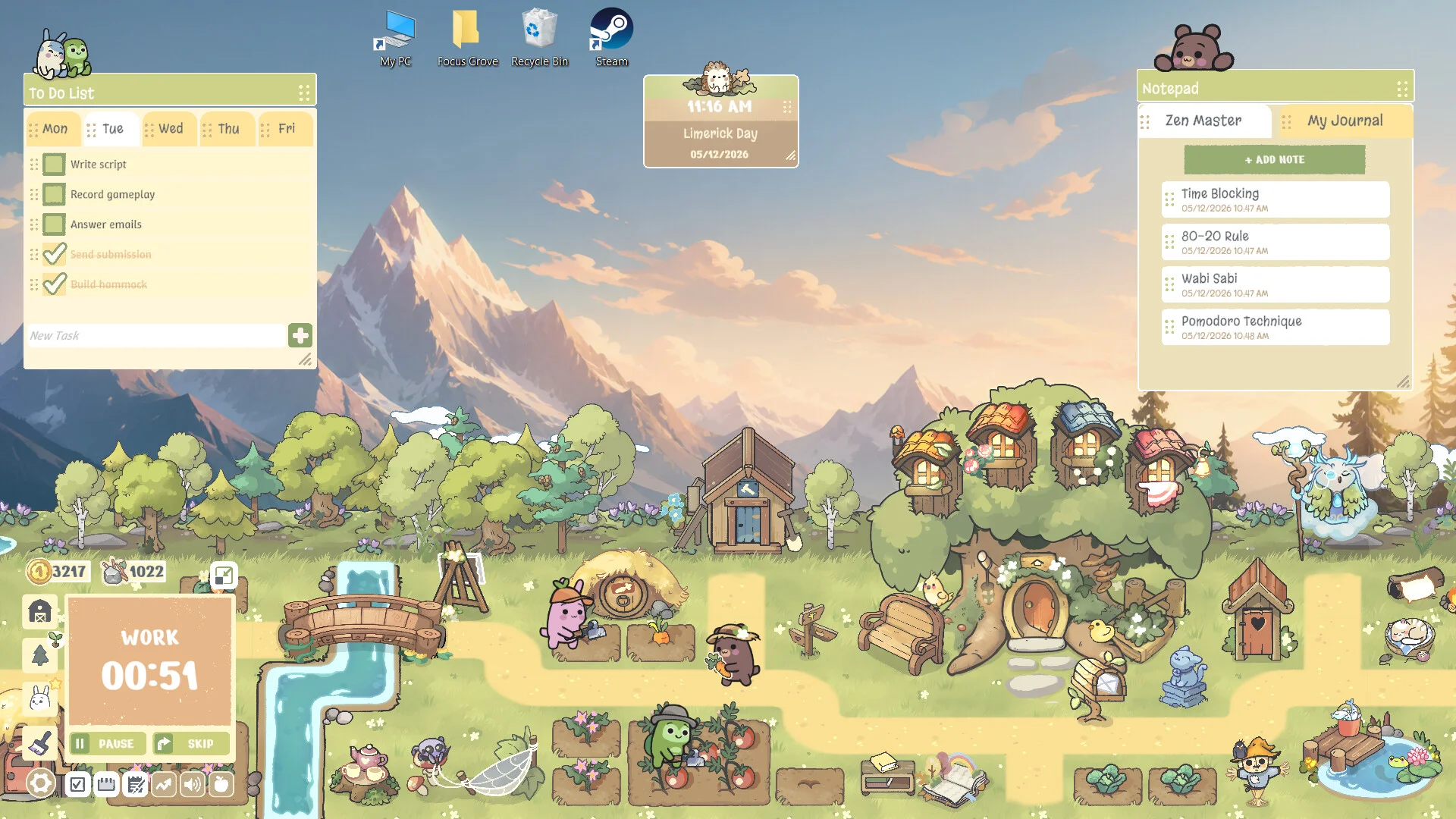 Focus Grove real-life task rewards