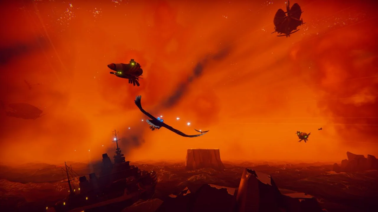 The Falconeer faction warbird mission above Great Ursee