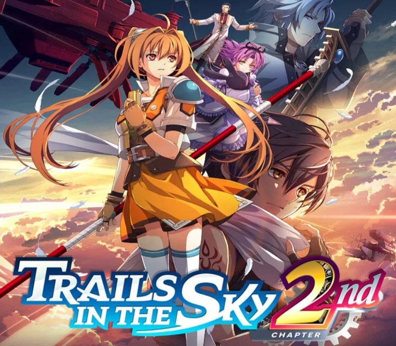 Trails in the Sky 2nd cover with Estelle and a blonde girl before an airship