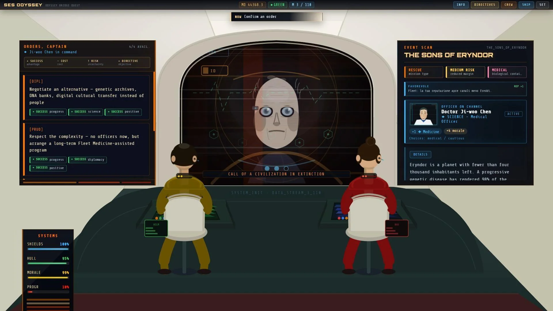 Odyssey Bridge Quest specialized officers ship management screenshot