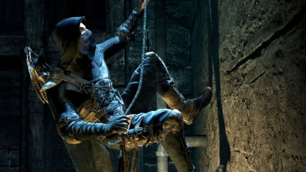 Thief Xbox Garrett in shadows under the Baron Watch