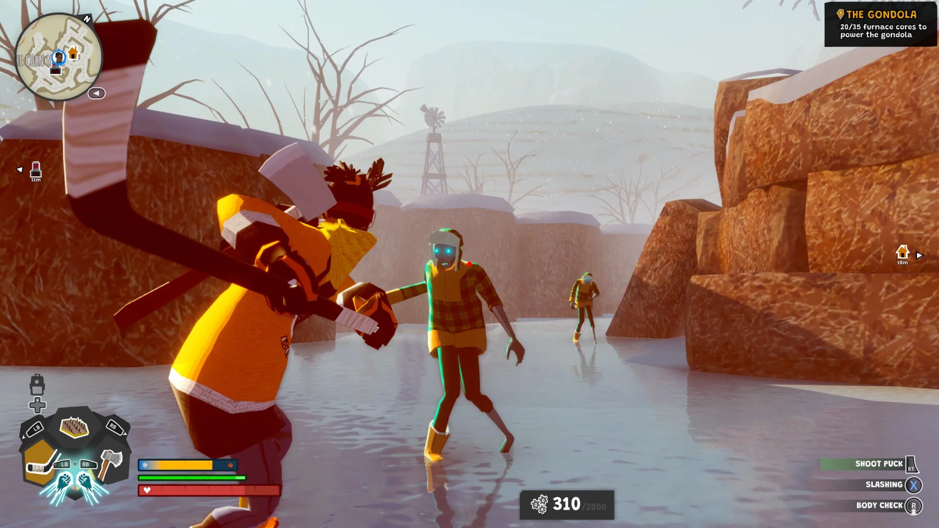 Wild Ice co-op shared split screen trap hockey battle scene