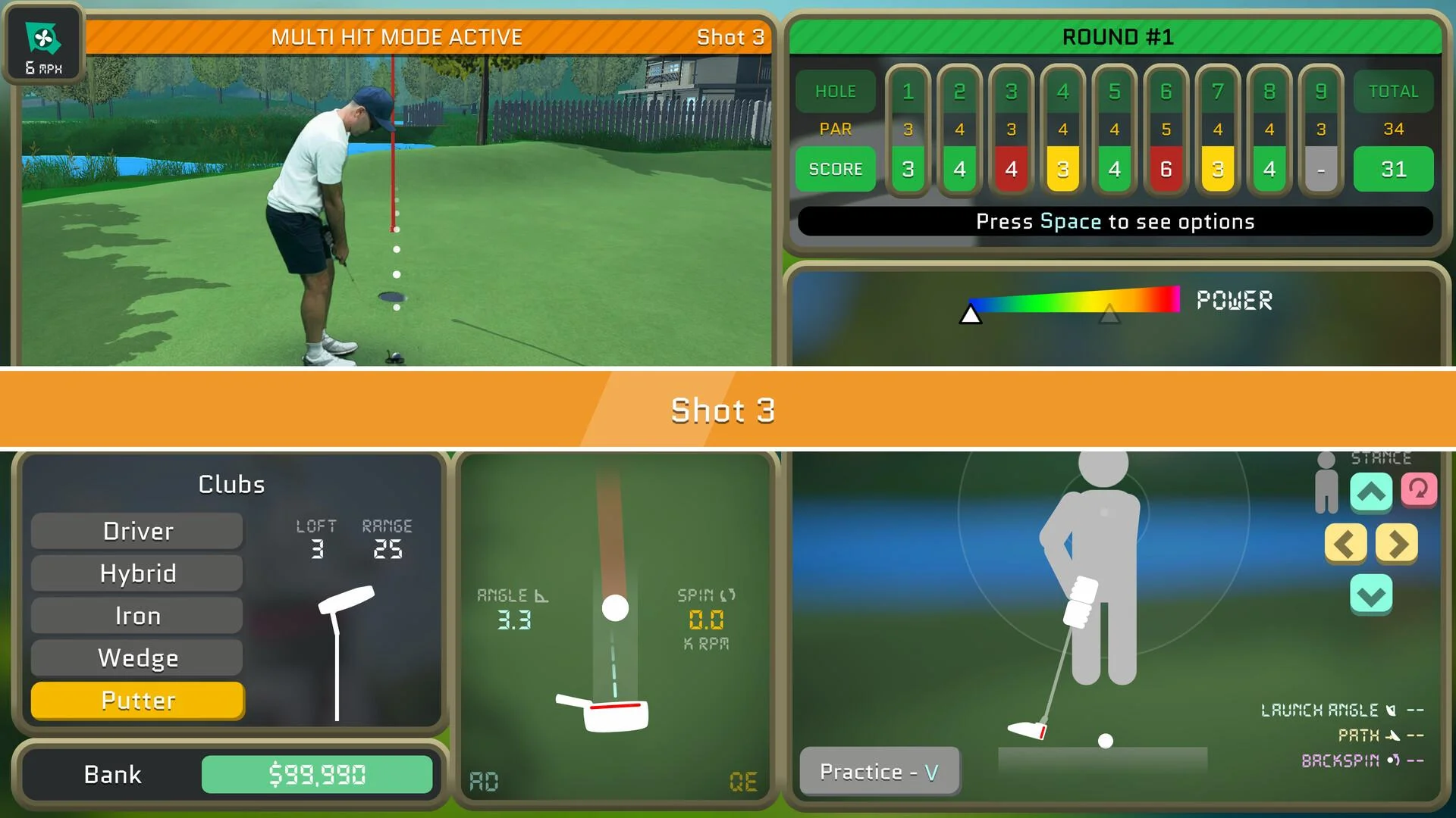 Normal Golf Game club face angle and stance on a swing