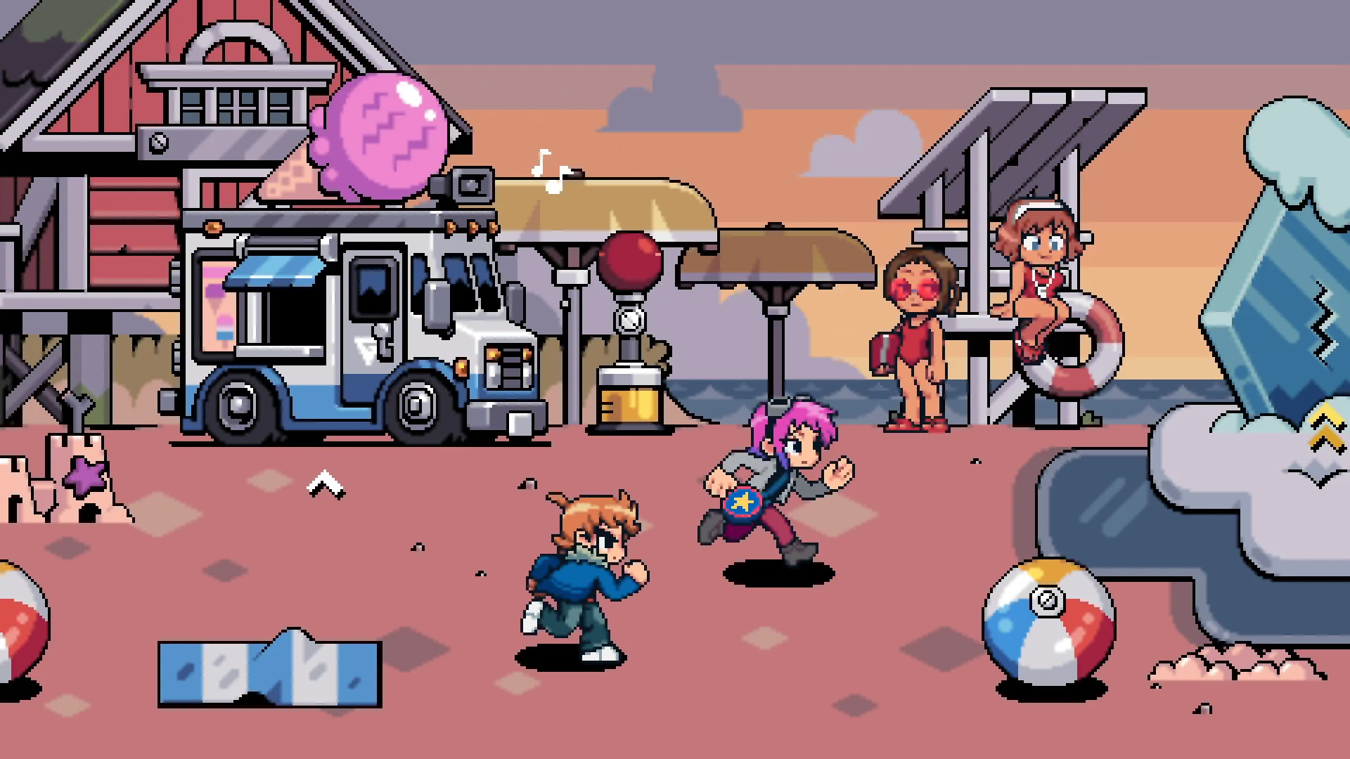 Scott Pilgrim EX PlayStation US beach ice cream truck screenshot