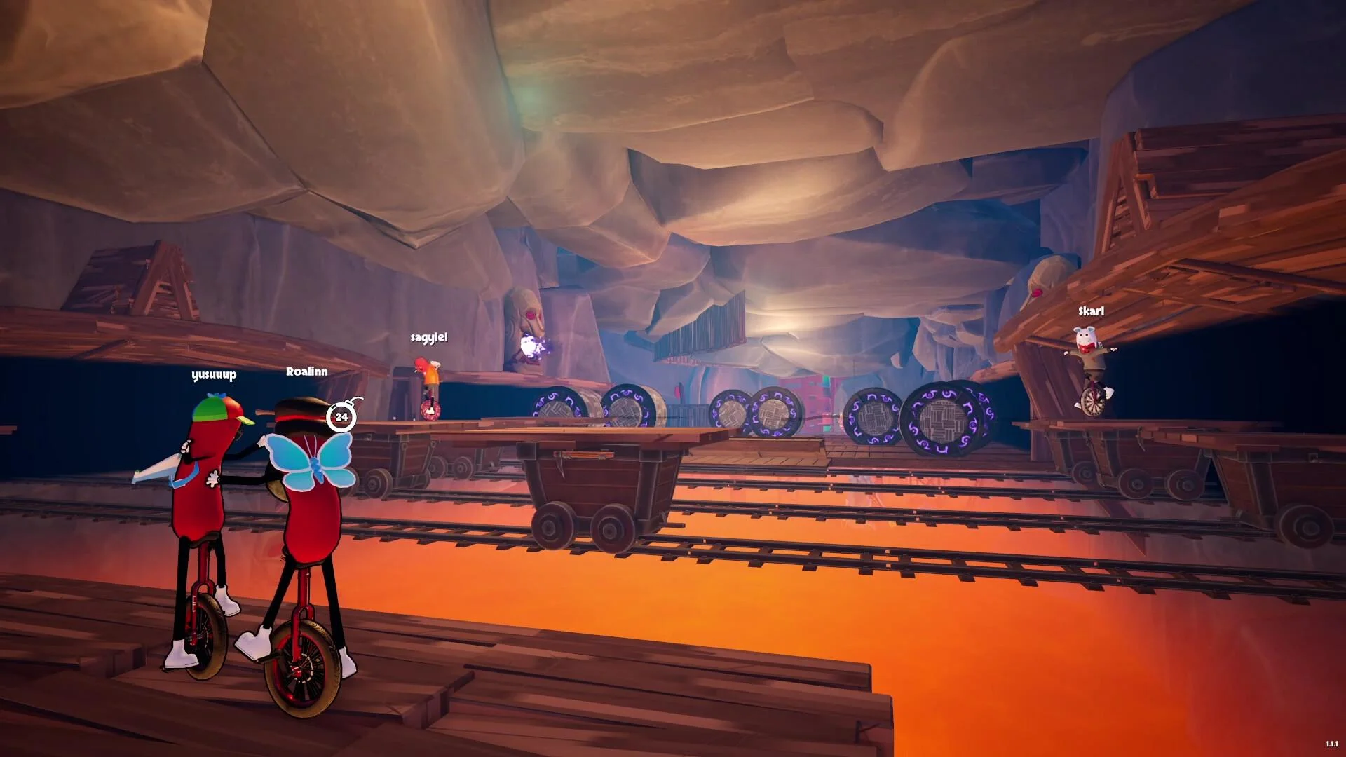 Unicycle Together physics co-op bomb to summit