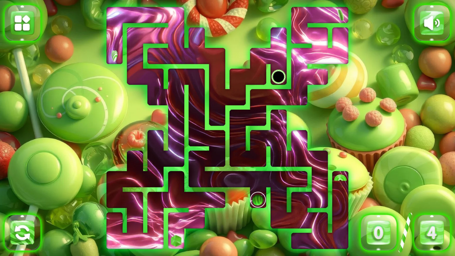 Sweetie Candy Maze green apple corridor with sweets