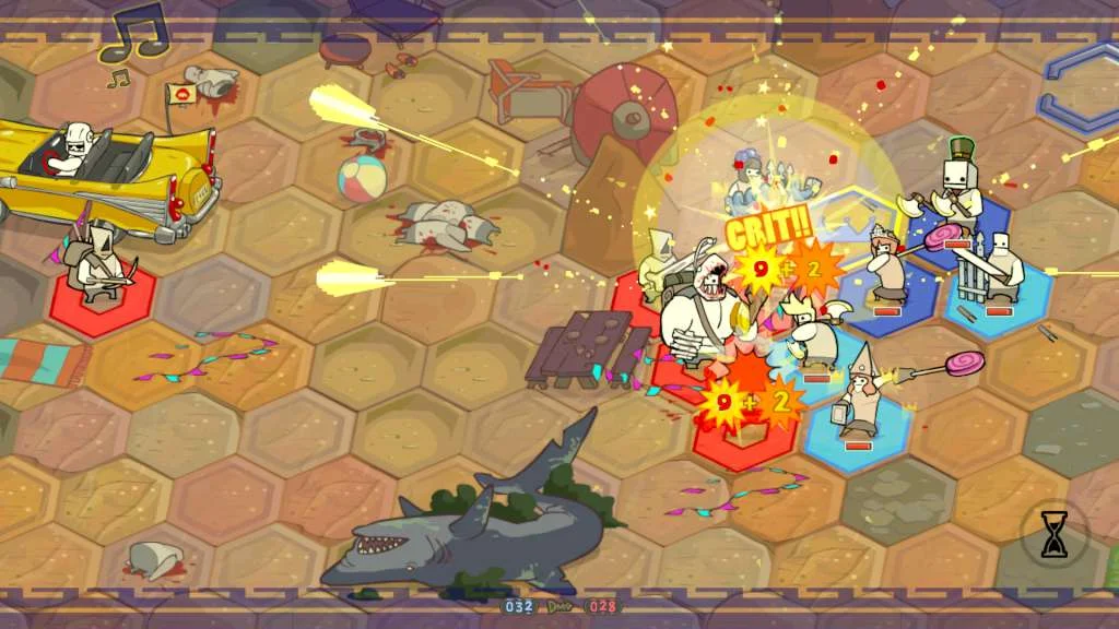 A hex-grid battle with a bright yellow burst