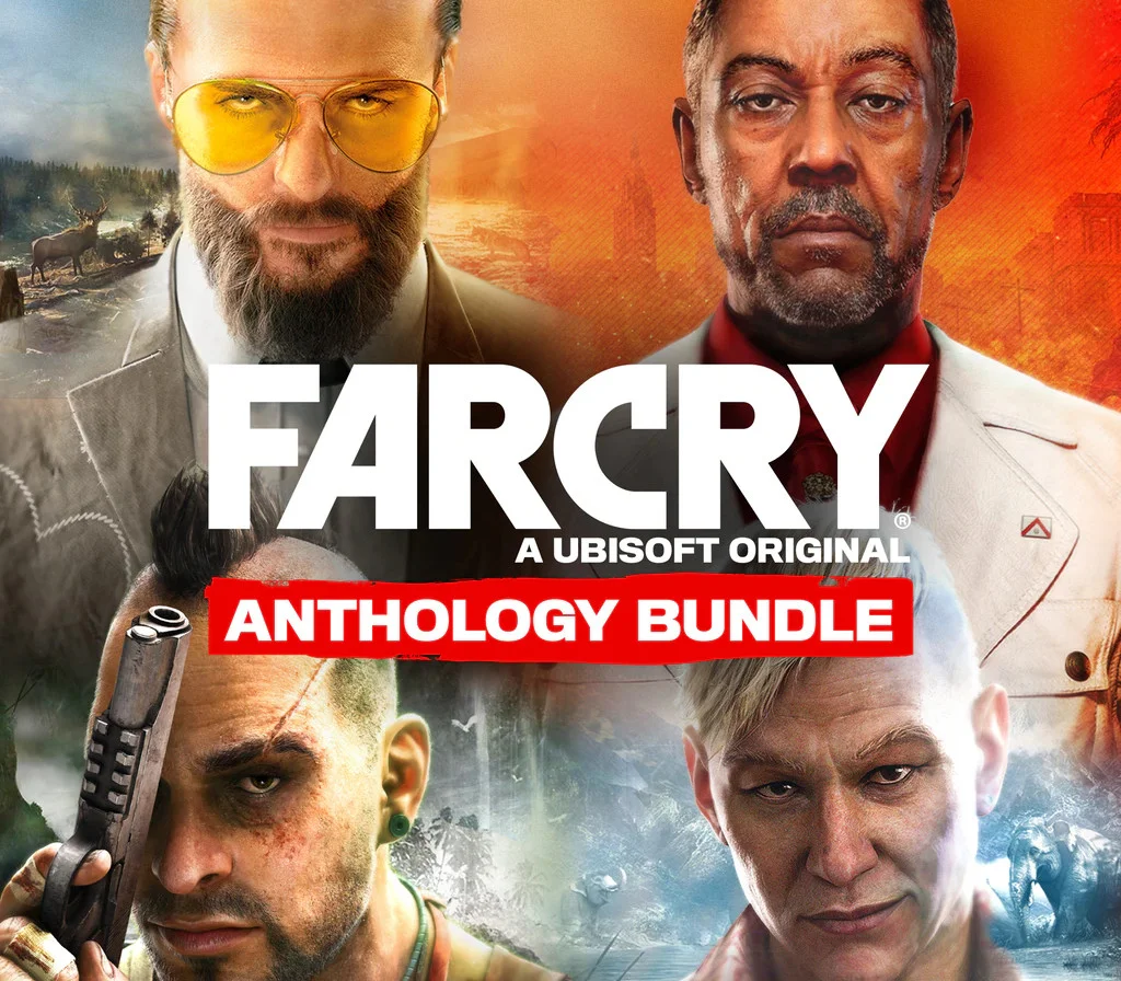 Far Cry Anthology Bundle cover, four Far Cry villains