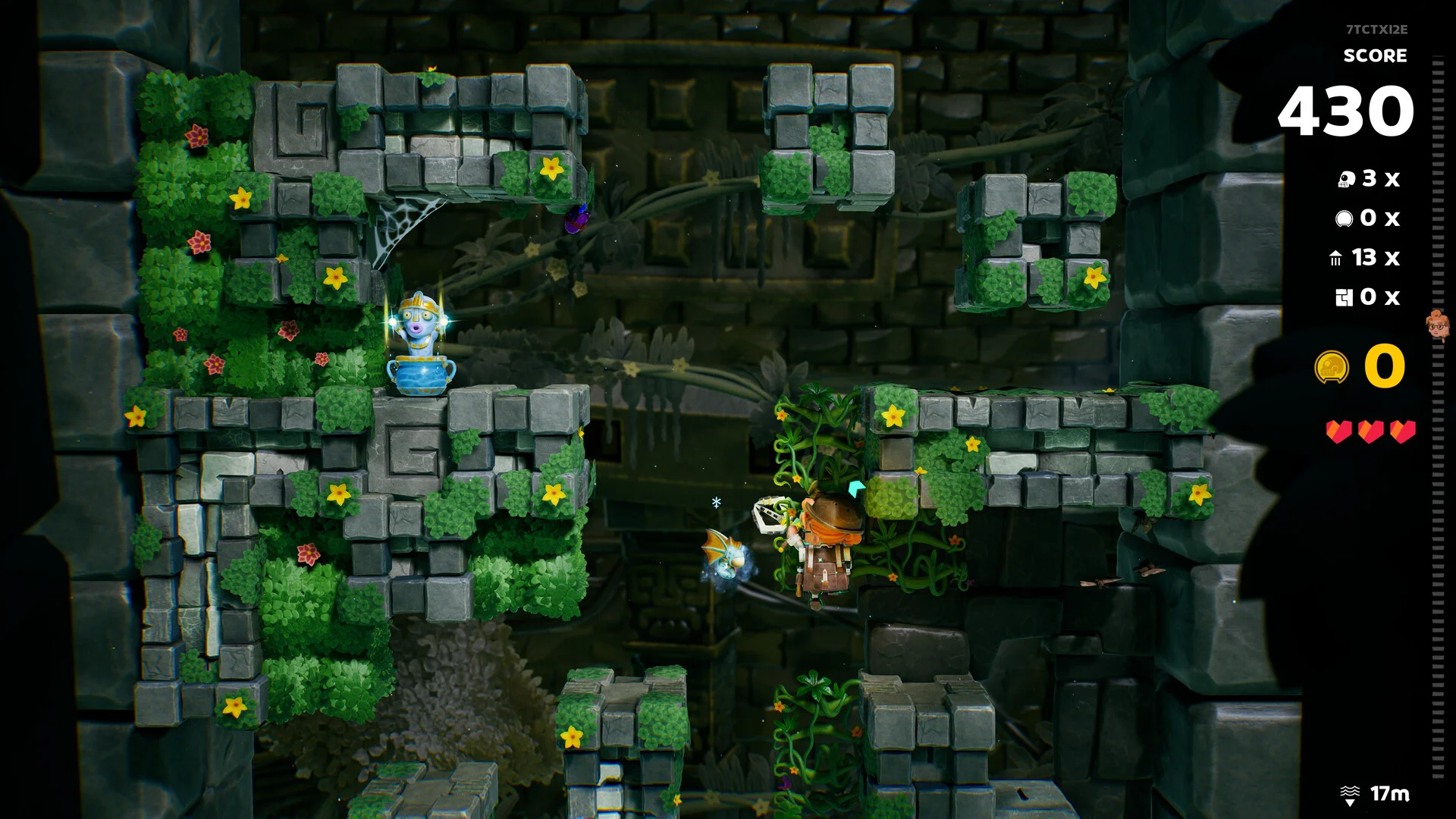 Pit Panic digging upward through cartoon temple floors
