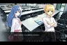 Blue-haired girl and blond boy in the classroom of empty desks