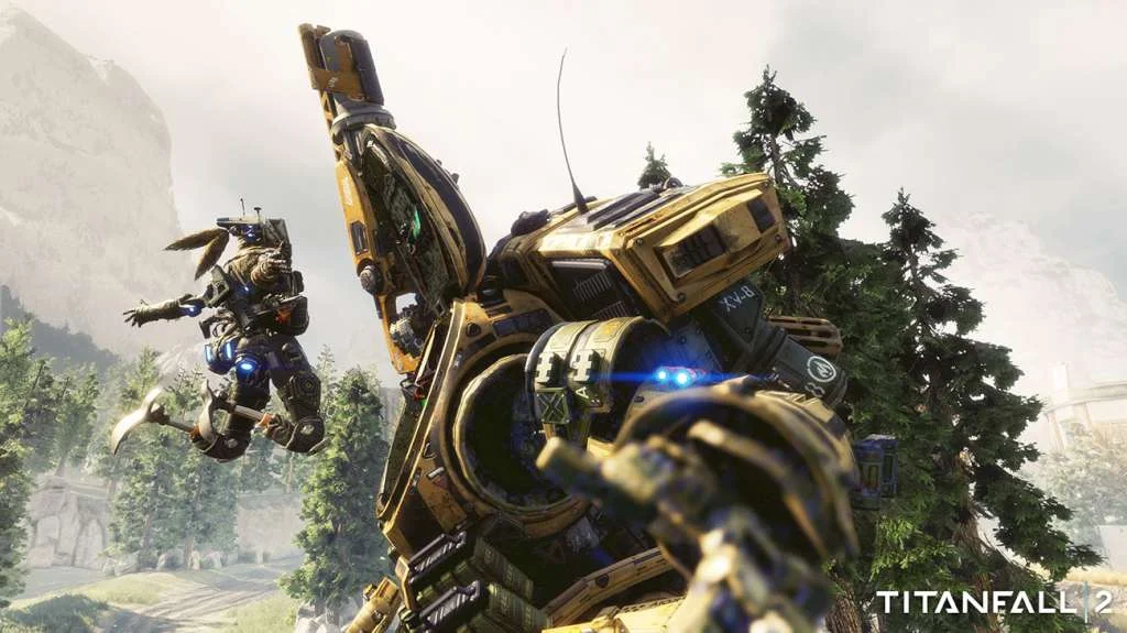 Titanfall 2 Ion and Scorch Titans in an online Frontier match