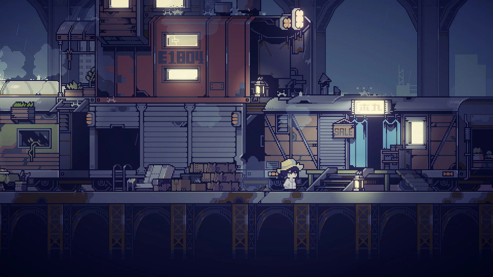 Doloc Town stacked platforms pixel farm Steam