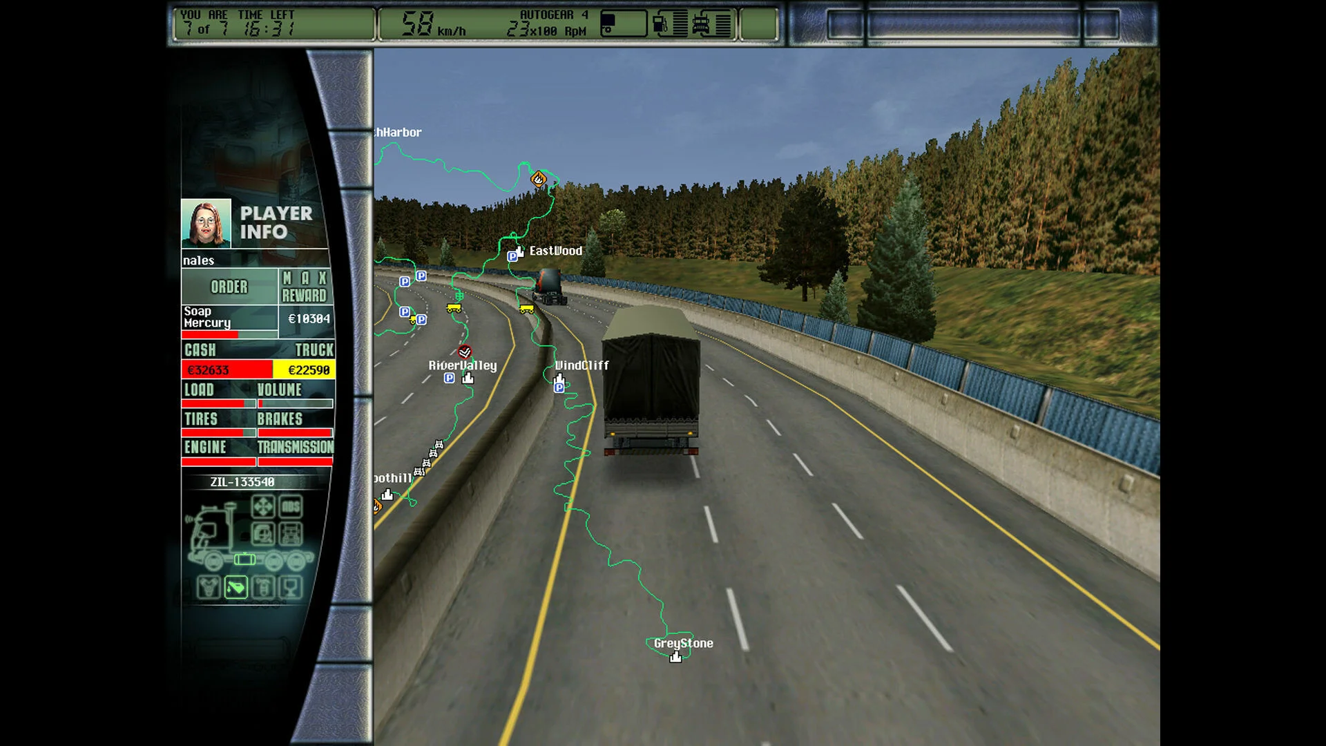 Hard Truck 2 open highway screenshot
