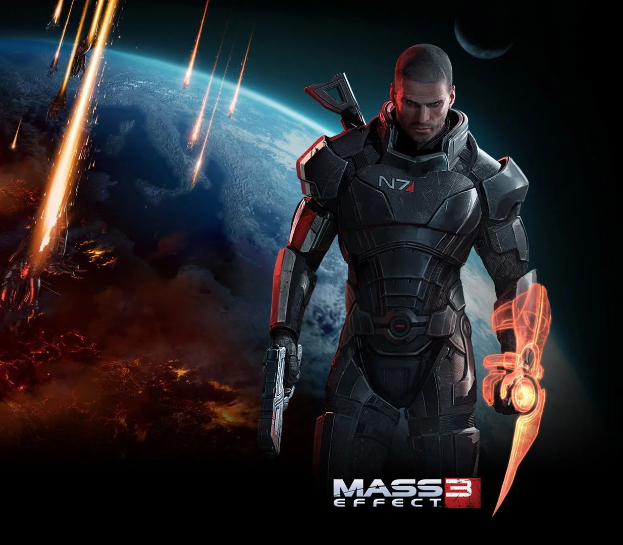 Mass Effect 3 cover, Commander Shepard and squad on Earth