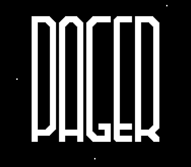 PAGER cover, 1-bit 90s office tower