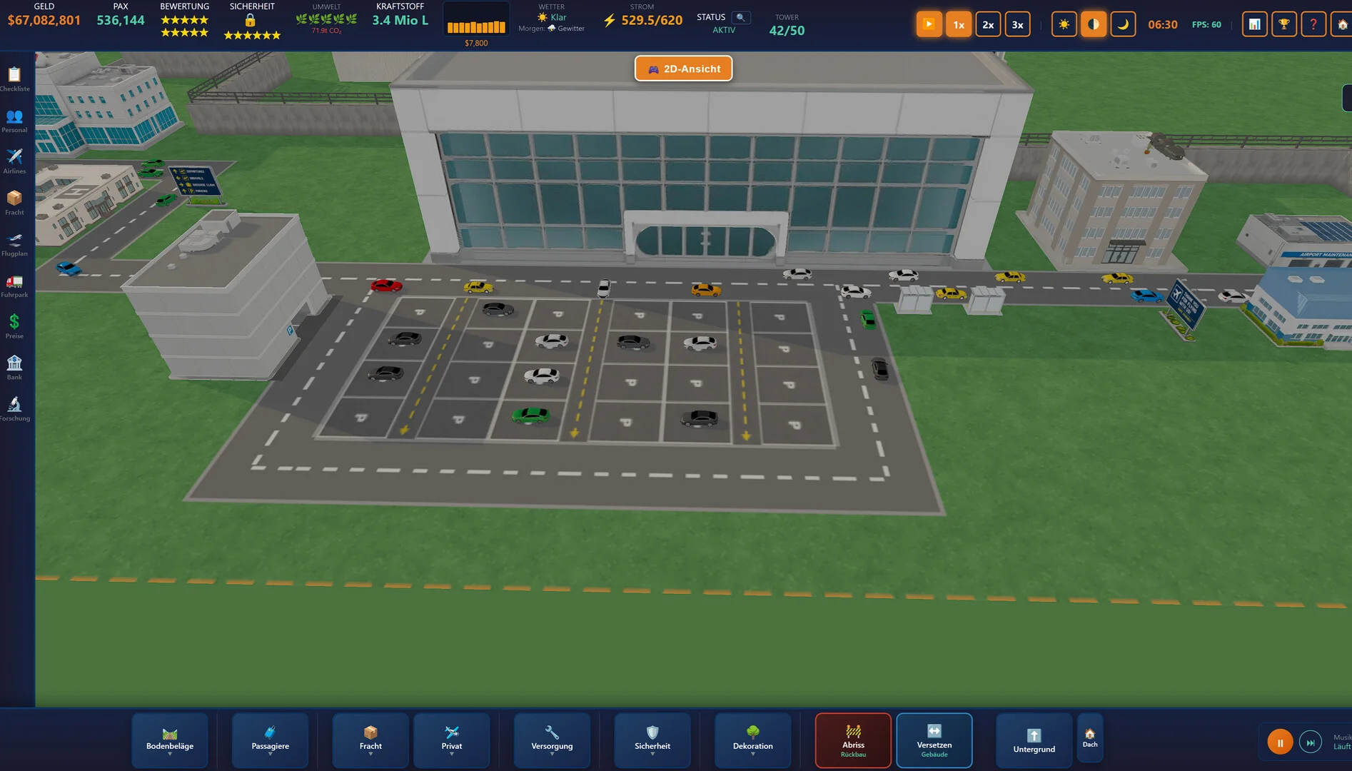 Pixel Airport Tycoon 3D international hub expansion scene