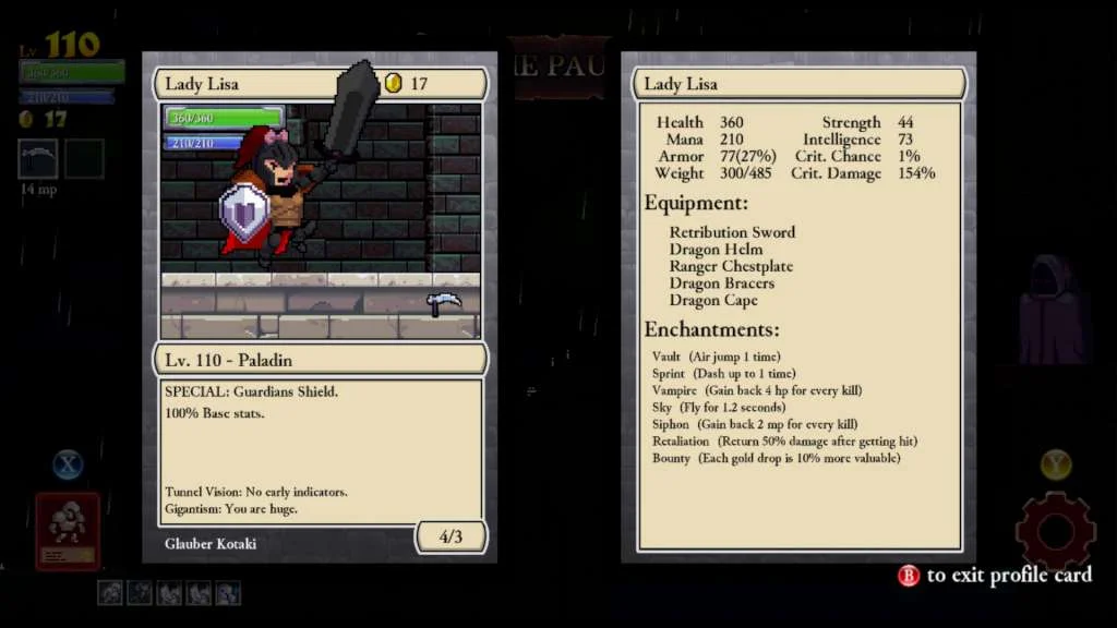 Rogue Legacy platform fight in a shuffled castle room