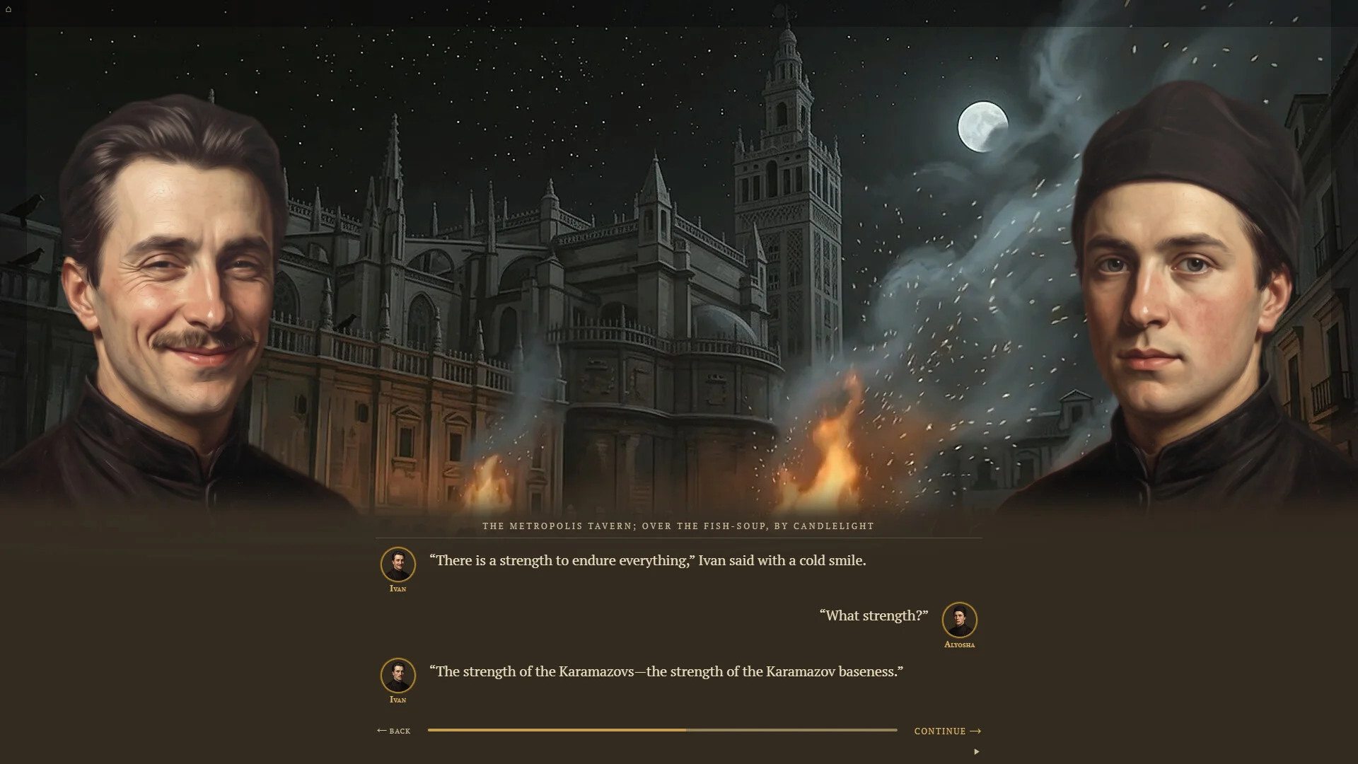 The Brothers Karamazov moral choice narrative adventure dialogue