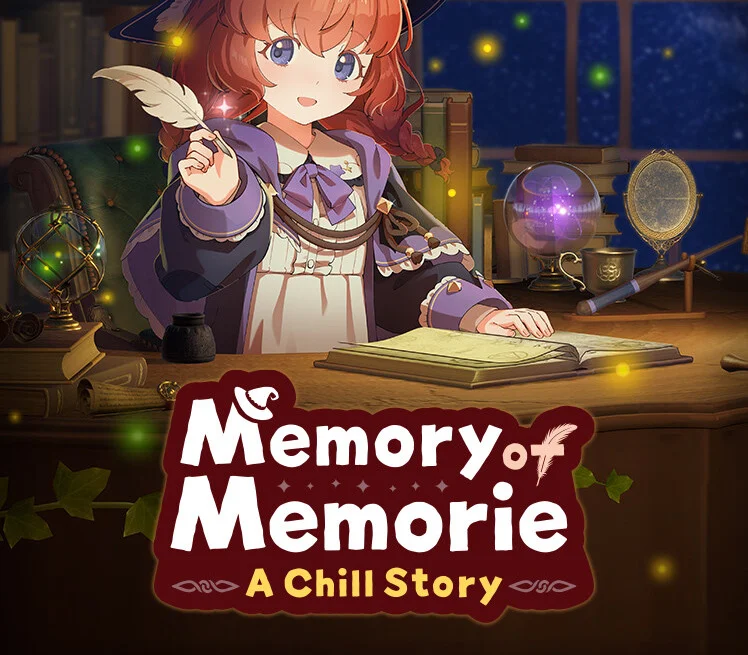 Memory of Memorie cover of an apprentice witch at a desk