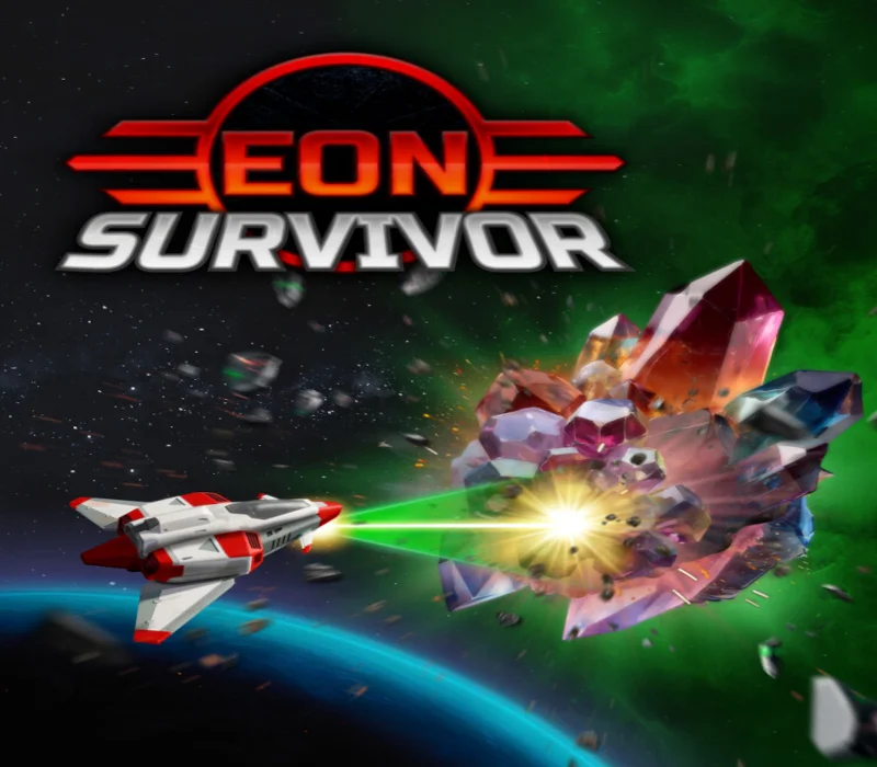 Statek EON Survivor wydobywa kryształ z asteroidy pod logo gry
