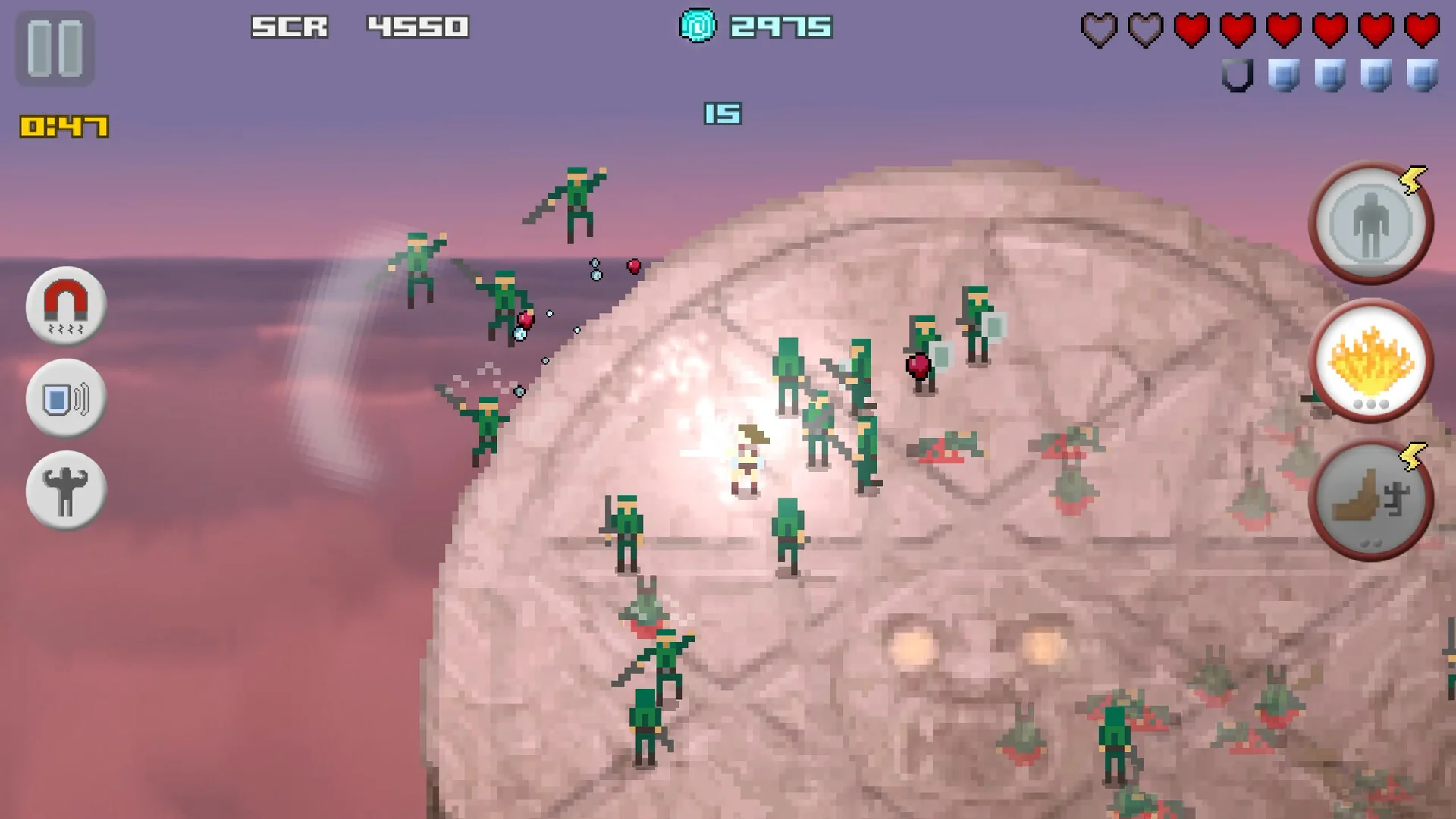 Only One push enemies off sacrificial pillar wave survival gameplay