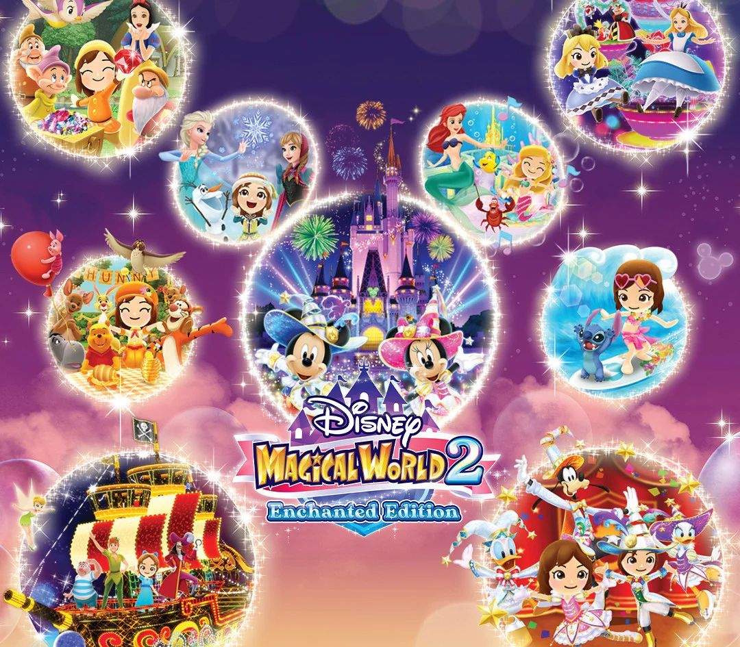 Circular character collage cover for Disney Magical World 2: Enchanted Edition.