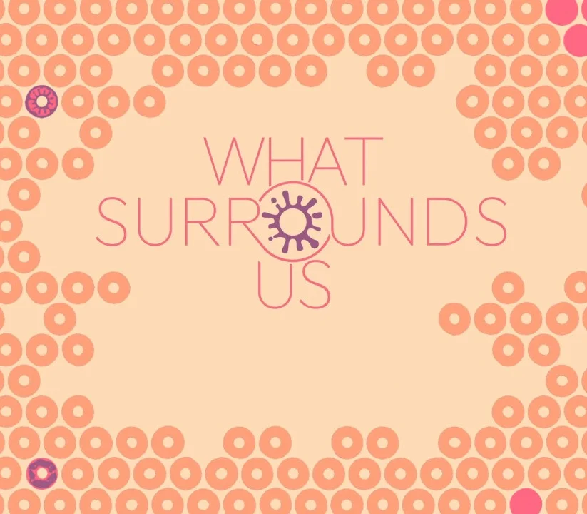 What Surrounds Us cover of an abstract ecosystem
