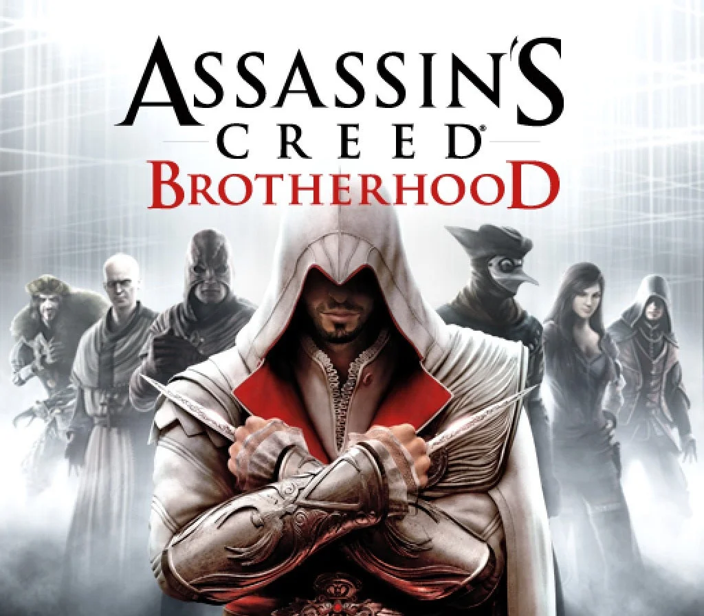 Assassin's Creed Brotherhood cover, Ezio above Rome Colosseum