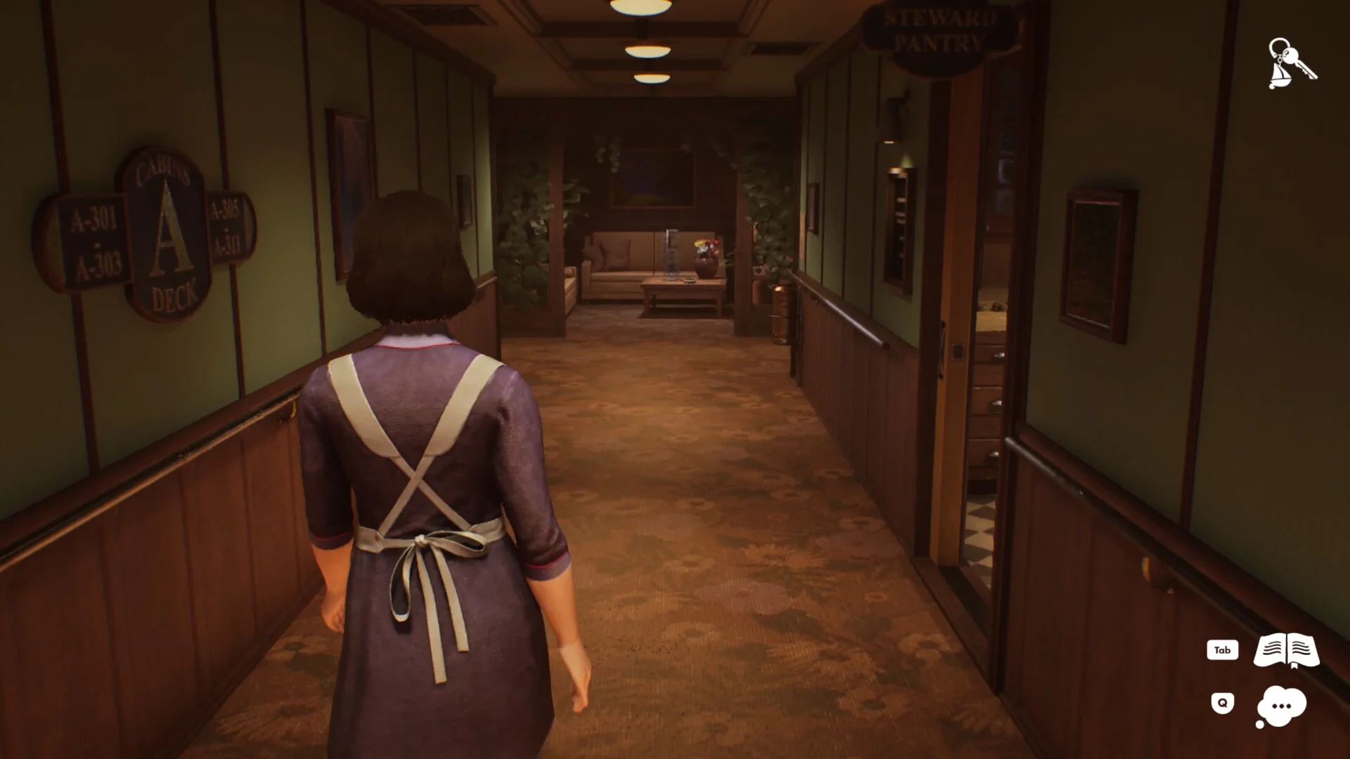 Lost and Found Sophie Roy stewardess on a vintage liner corridor
