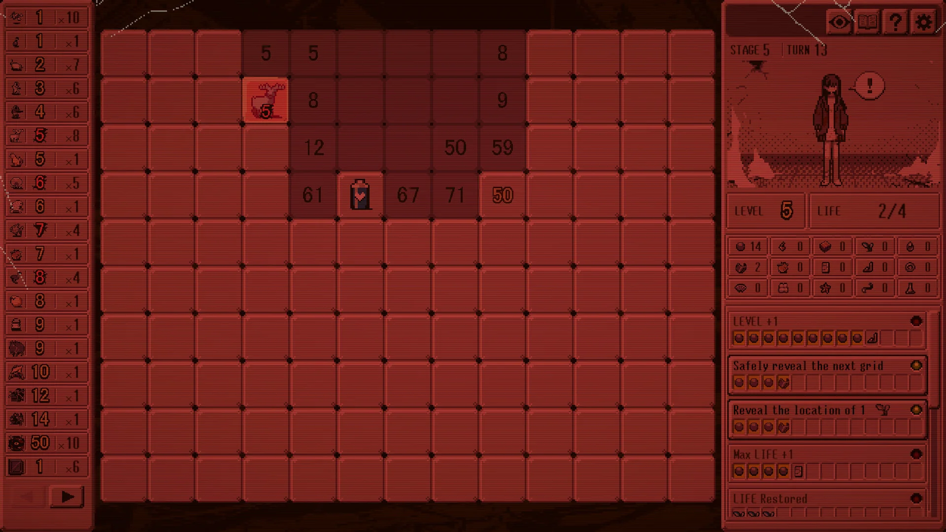 Bloody Grids deduction numbers on a board