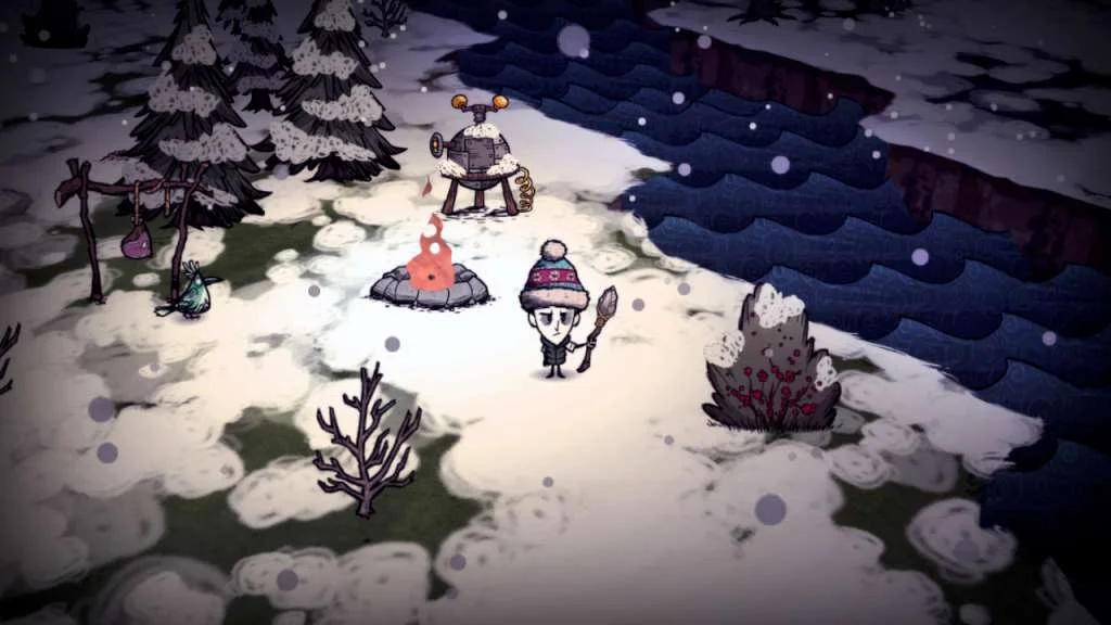 Don't Starve Wilson gathering twigs before night