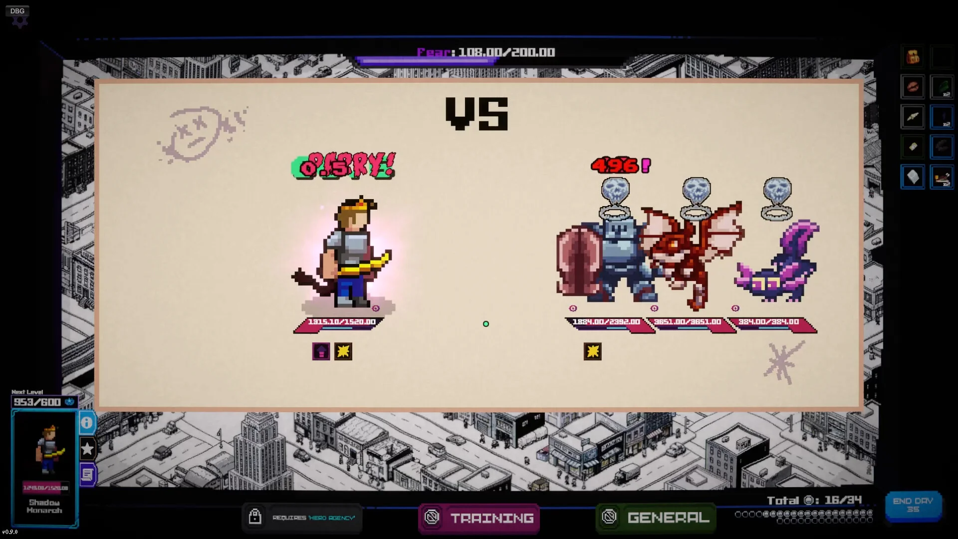 HeroInc train stats unlock skills auto-battler RPG gameplay